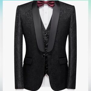 NWOT KUDORO Mens Long Sleeve Black Floral Tuxedo Blazer Only, Size Medium